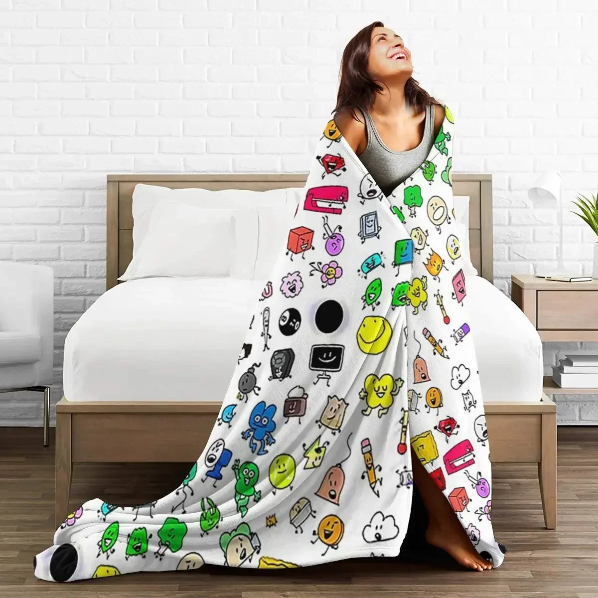 BFDI All Characters (Transparent) Blankets Soft Warm Flannel Throw Blanket Bedding for Bed Living room Picnic Travel Home Couch