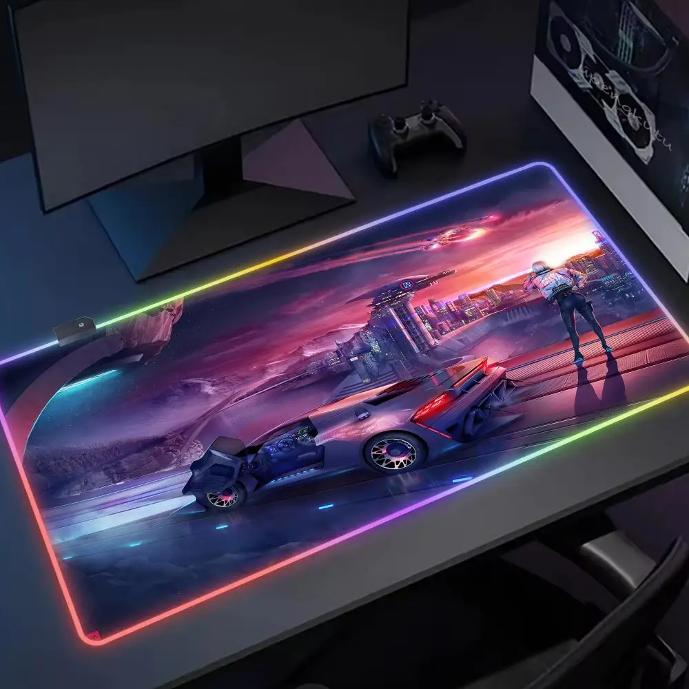 

RGB светодиодная подсветка коврик для мыши крутой киберпанк стиль игровые аксессуары ковры большой коврик для мыши геймер XL неоновый настольный коврик коврик коврик для мыши