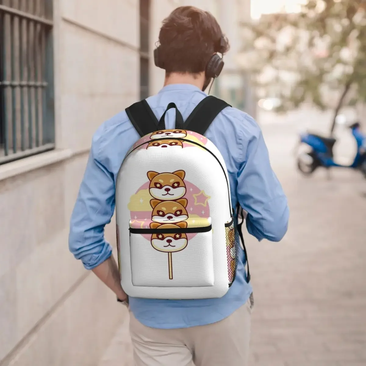 Three Shiba Inu Happy Skewer Print Backpack Student BookBag Children School Bag Laptop Shoulder Bags for Men Women