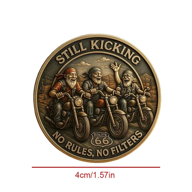 5PCS Old Bikers Club Lifetime Member Challenge Coin Embossed Bronze Commemorative Coin Route 66 Motorcycle Rider Souvenir
