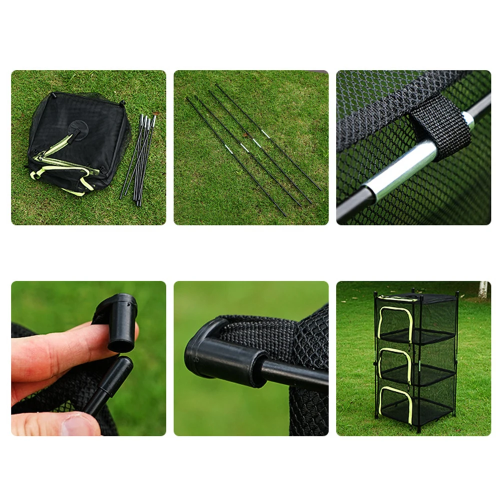

1pc Folding Drying Net Mesh Kitchen Rack Laundry Storage Breathable Construction Hanging Dryer Portable Sturdy wires Stability