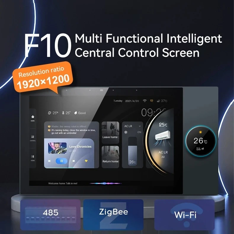 2025 Factory OEM Zigbee Wifi 10 Inch Touch Screen Wall Switch Smart Home Zigbee Gateway with Amplifier