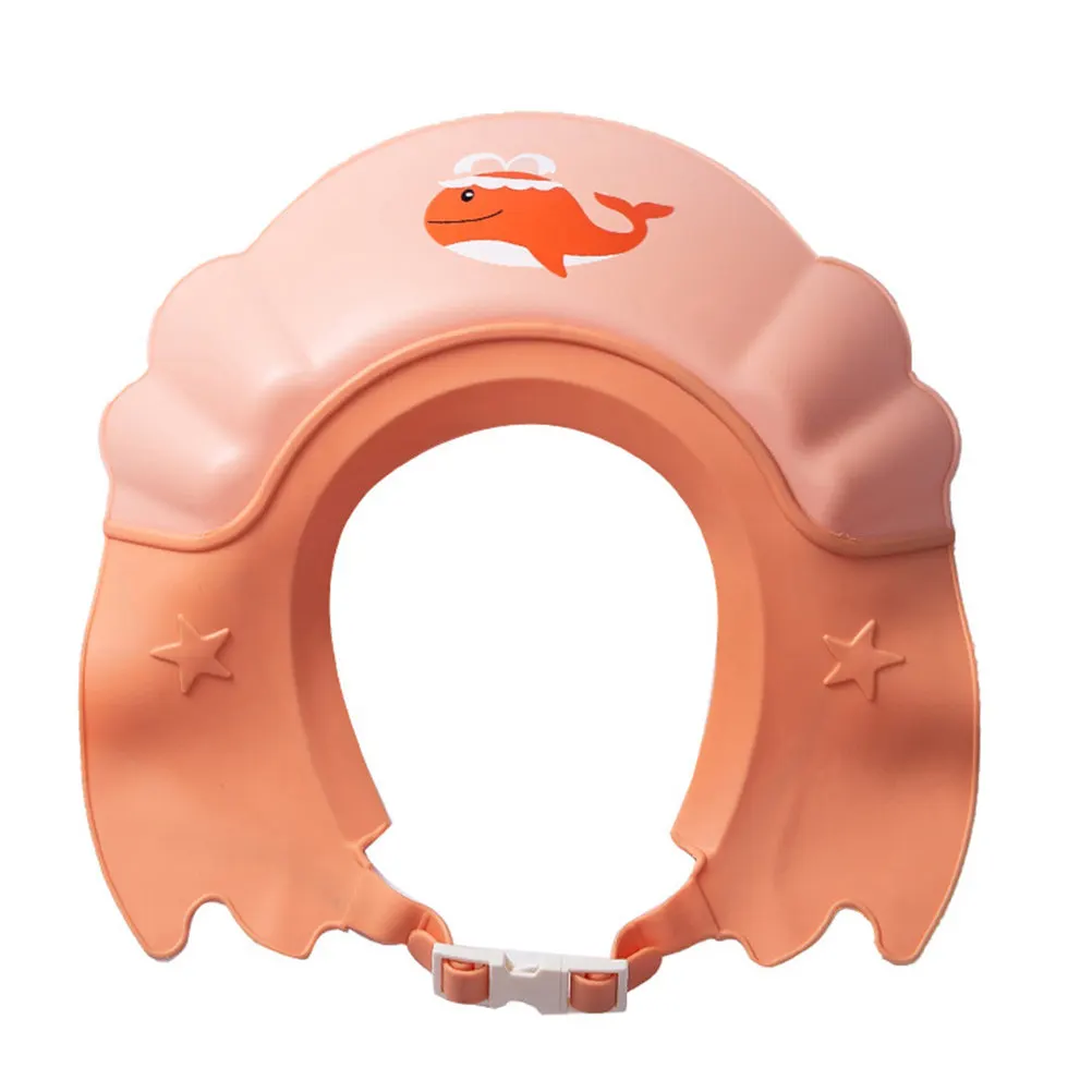 

Детская шапочка для мытья головы с регулируемой защитой ушей для младенцев, малышей и детей, с мультяшным дизайном козырька, для купания и мытья волос