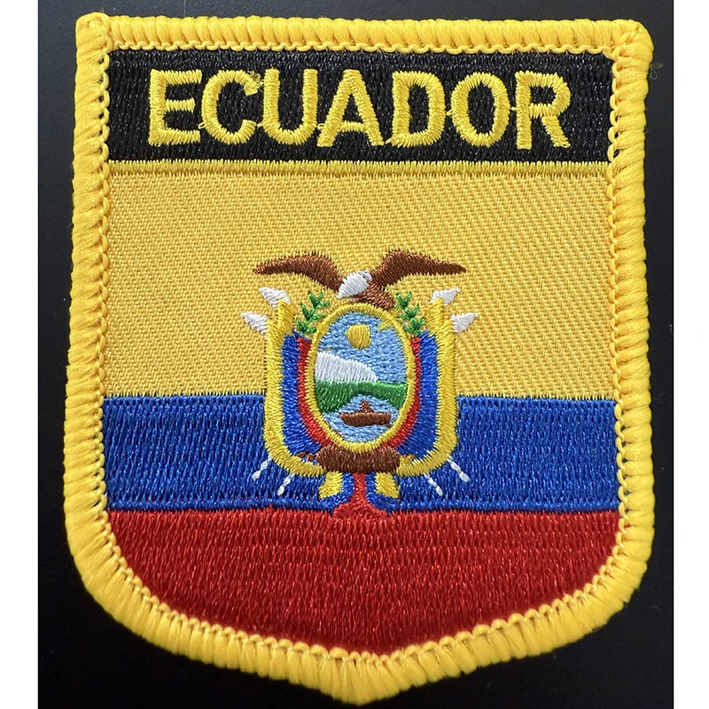 

Ecuador Shield Shape Iron on Embroidery Patches Saw on Transfer Patches Sewing Applications for Clothes Back Pac