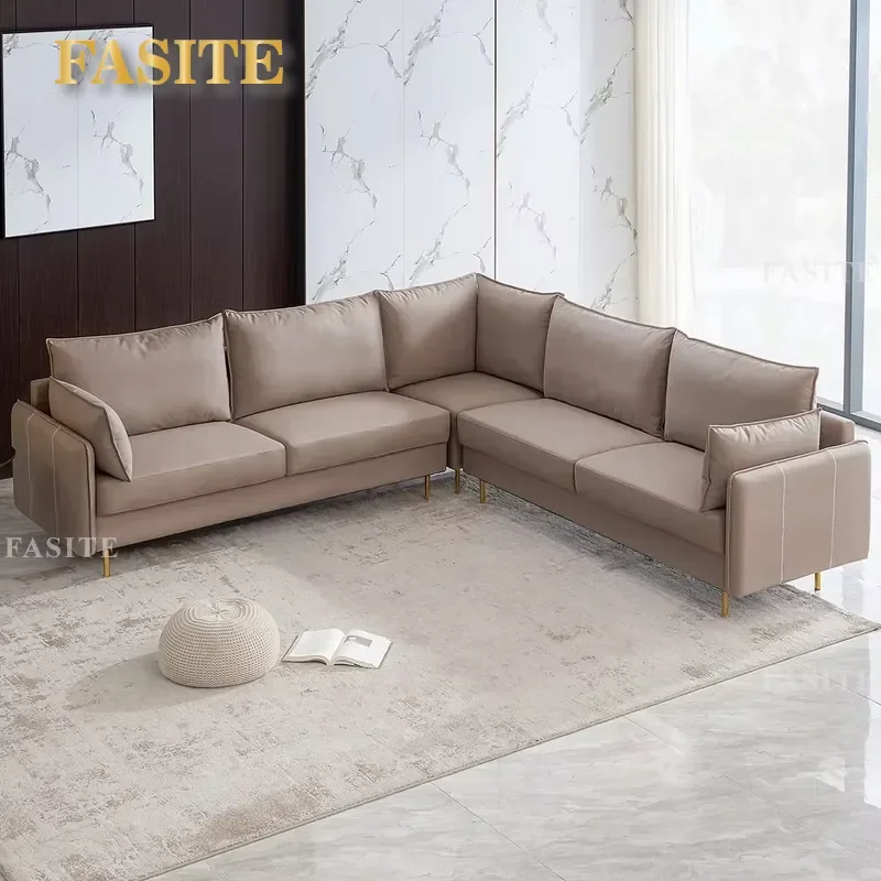 Technical leather sofa L-shaped furniture Modern modular sectional sofa Living room sofa