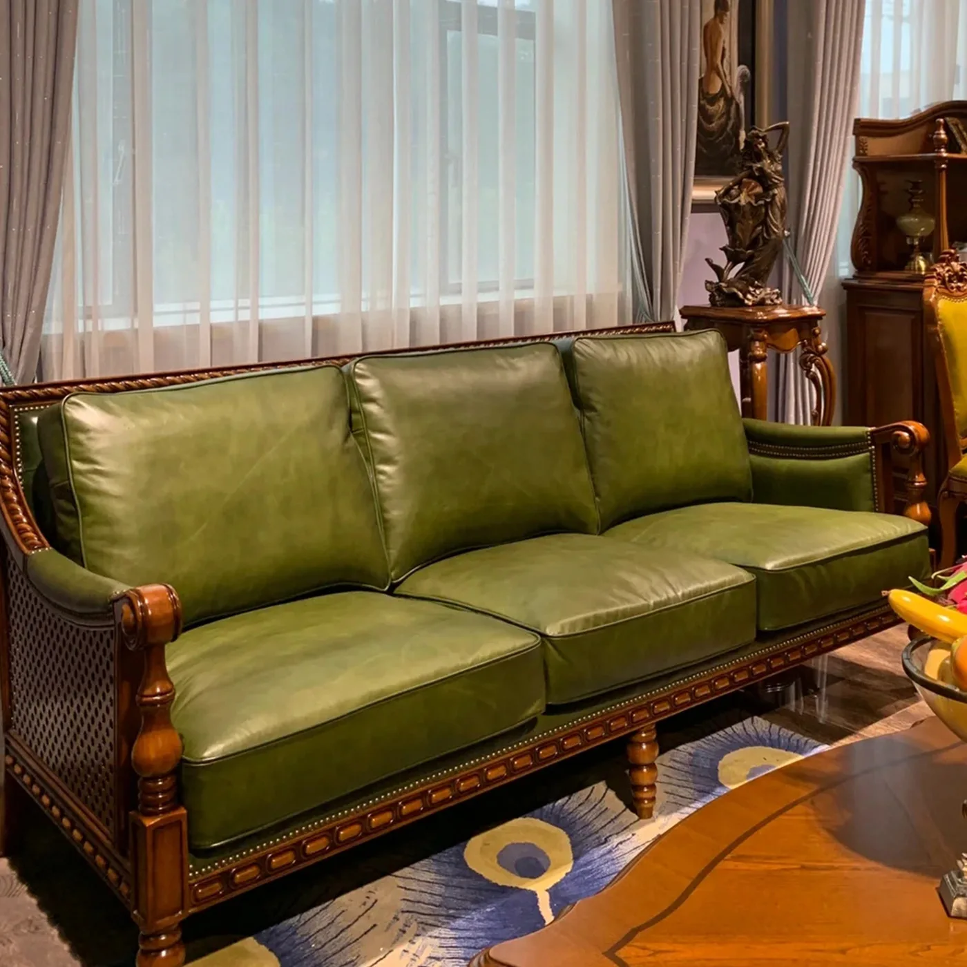 CX solid wood pu leather sofa living room model room tofu block leather sofa