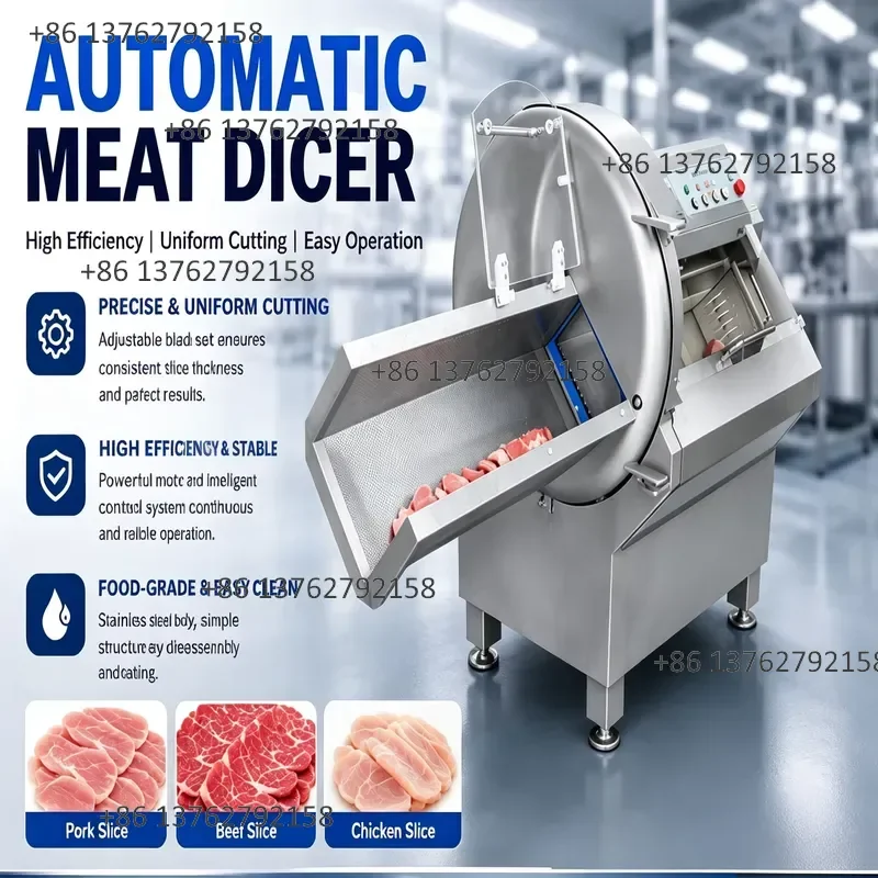 【2026】 Automatic Commercial PLC Core High Capacity Meat Slice Steak Beef Jerky Cheese Pork Chop Ribs Mutton Cutting Slicing