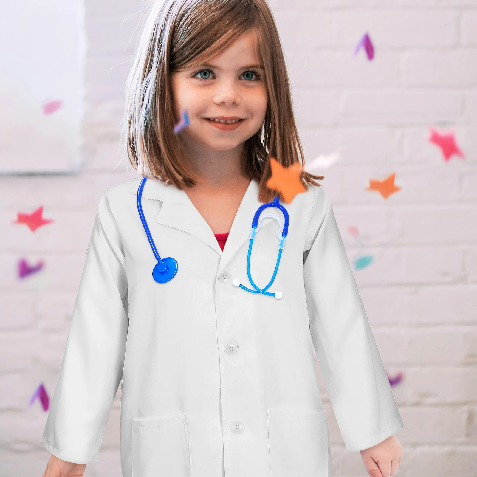 

Doctor Costume For Kids White Coat Toddler Doctor Kit Cotton Fabric Large Pockets Fine Craftsmanship Realistic Stethoscope Party