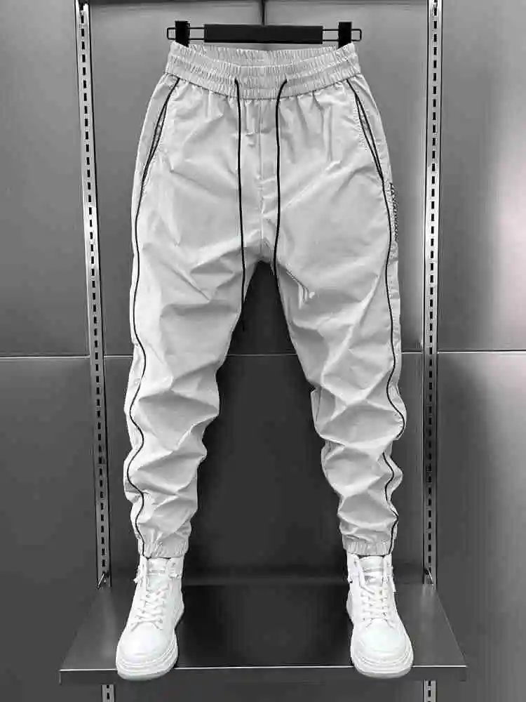 New Men's Casual Pants Spring Autumn Color Block Sports Pants Breathable Slim Fit Harem Pants Sweatpants Polyester Fiber