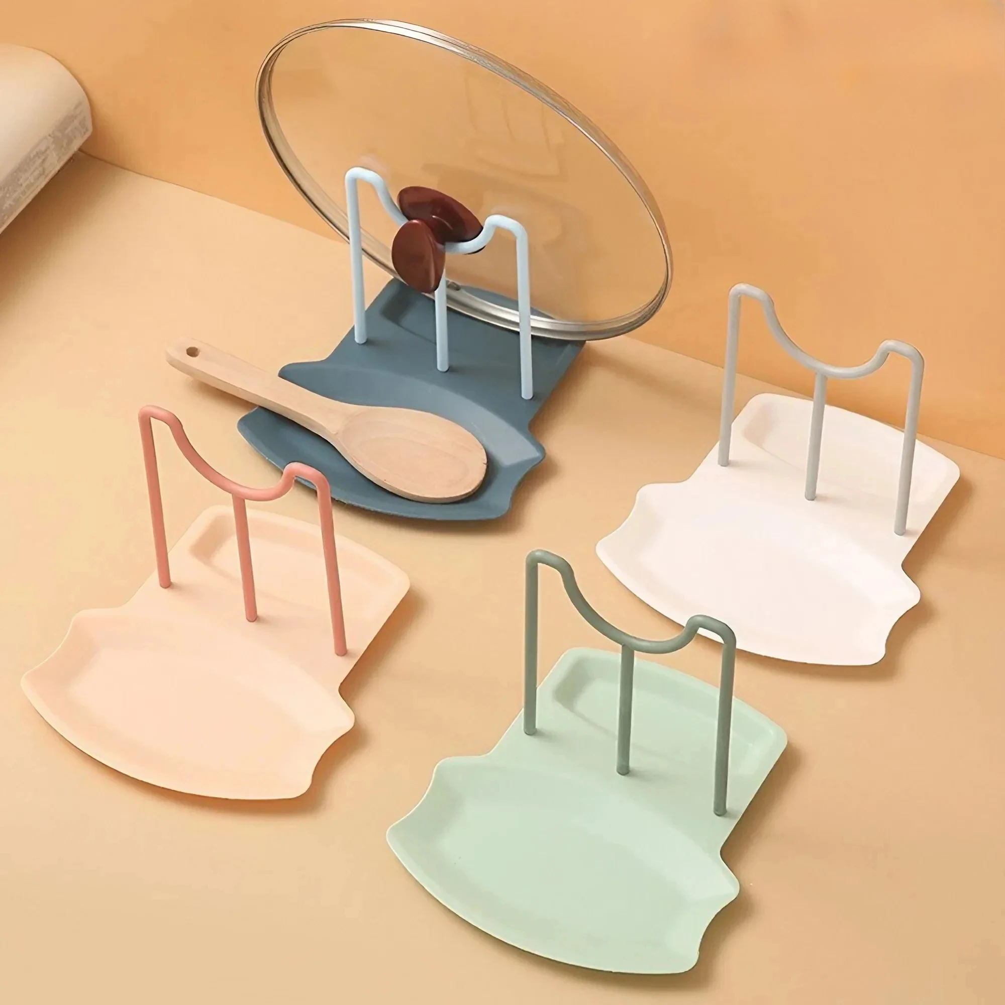 

Kitchen Organizer Spatula Pot Lid Rack Shelf Plastic Spoon Rest Utensil Multi-function Dish Rack Organizer Kitchen Cooking Tools