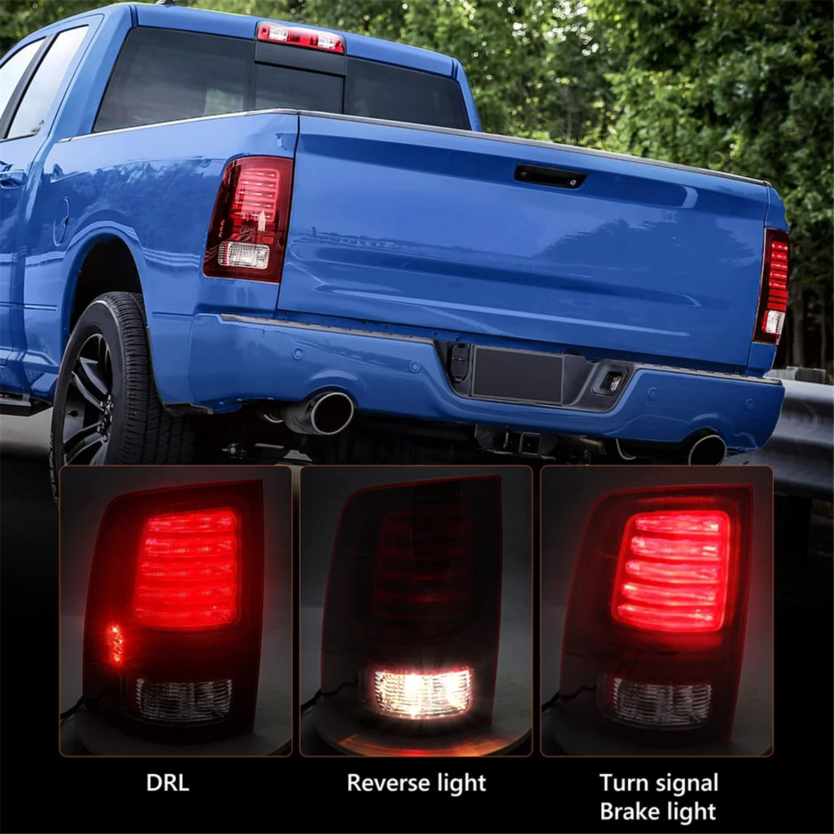 CH2800202 Tail Light Assembly for Dodge Ram 1500, Ram 2500 Ram 3500 LED Red Lens with Bulb 68093081AC