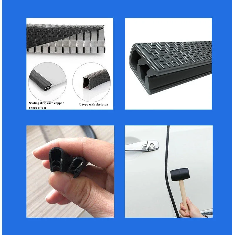 شريط مضاد للتصادمات لباب السيارة على شكل حرف U، شريط حماية مضاد للخدش لختم باب السيارة #3