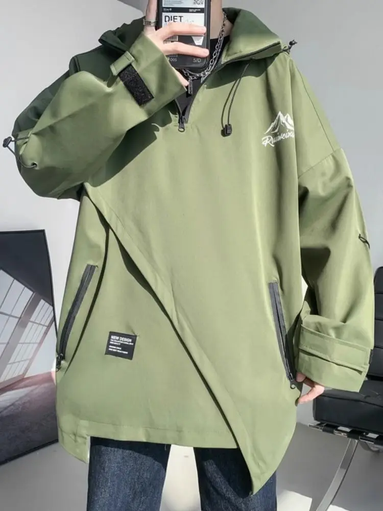 

Spring Autumn Luxury Zip-ups Hoodie Men Sweatshirt Outdoor Windbreaker Hooded Jackets Pockets Windproof Waterproof Streetwear