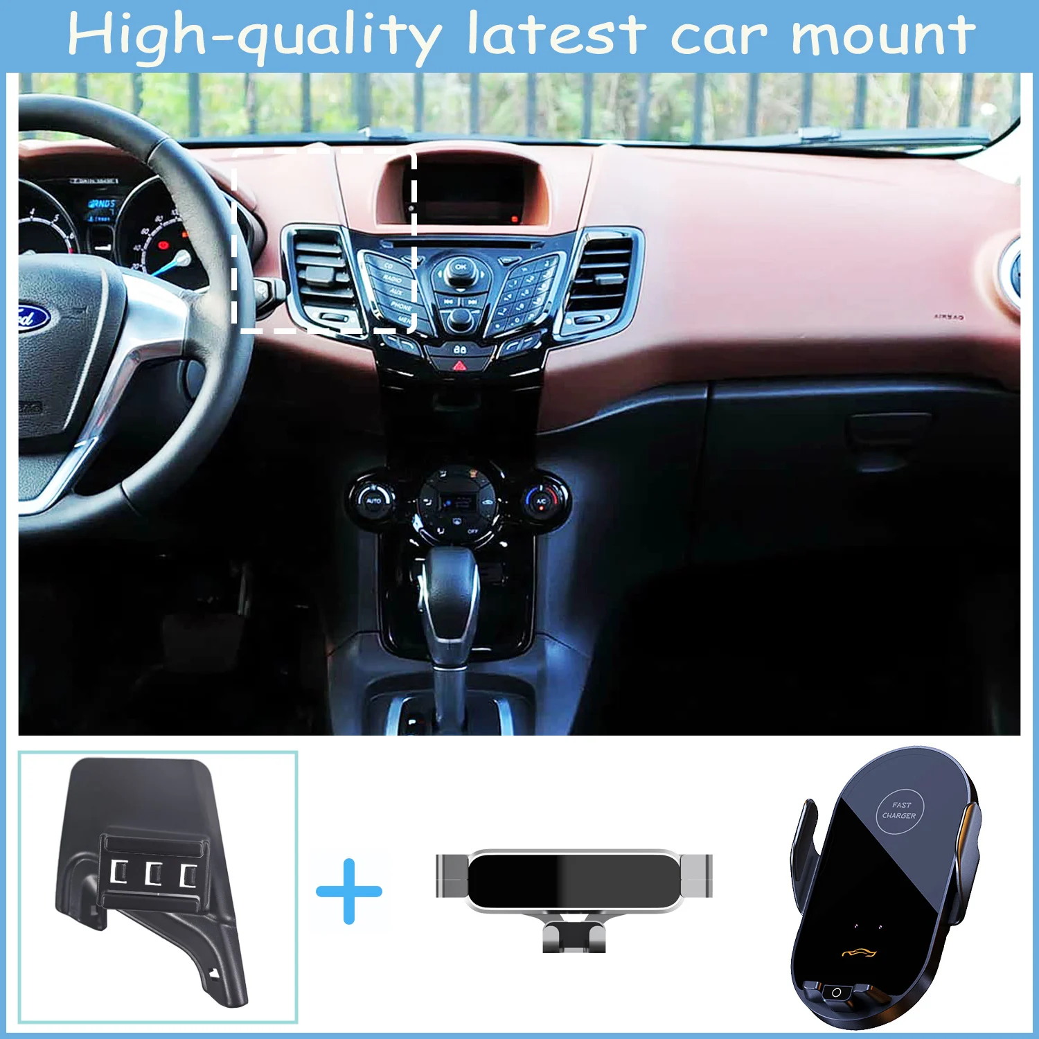 

For Ford Fiesta 2009 2010 2011-2014 Car Phone Holder Special Fixed Bracket Base Wireless Charging Interior Accessories