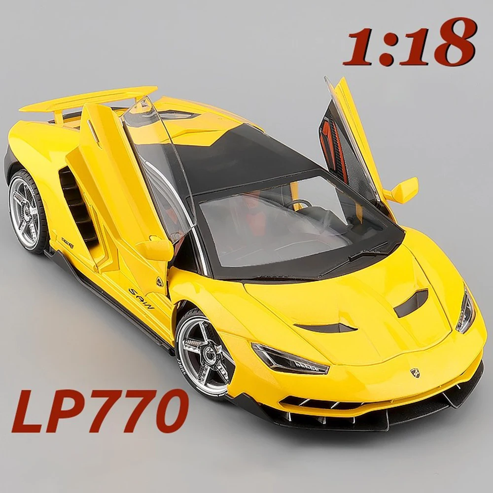 

1:18 масштаб Lambor LP770 модель автомобиля игрушечная металлическая литая под давлением амортизирующая техника звуковой свет модели суперкара подарки для детей