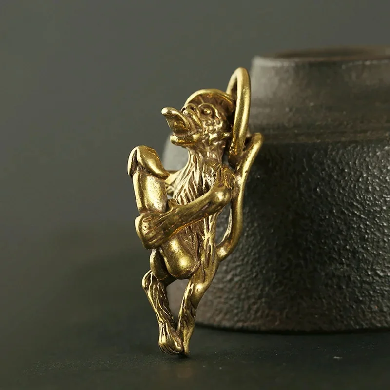 Brass Naughty Monkey Car Key Chain Rings