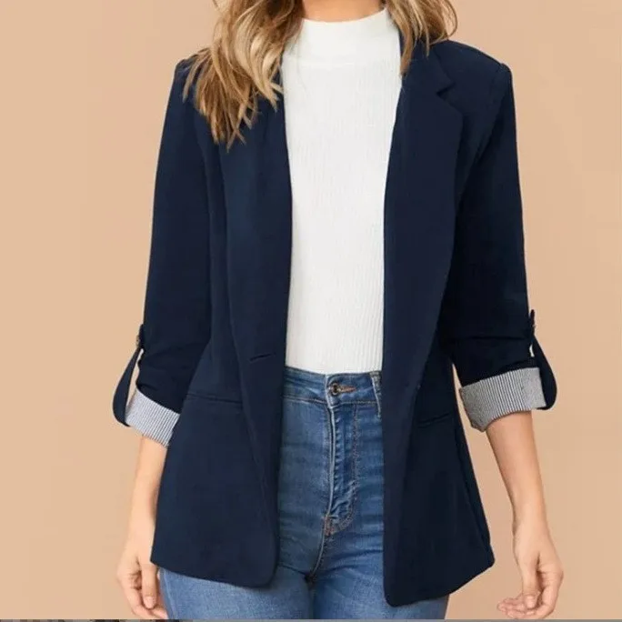 Patchwork Turn Down Collar Coat Regular Length Streetwear with Elegant Loose Fit Lapel Collar No Hood Pullover Autumn Women Suit