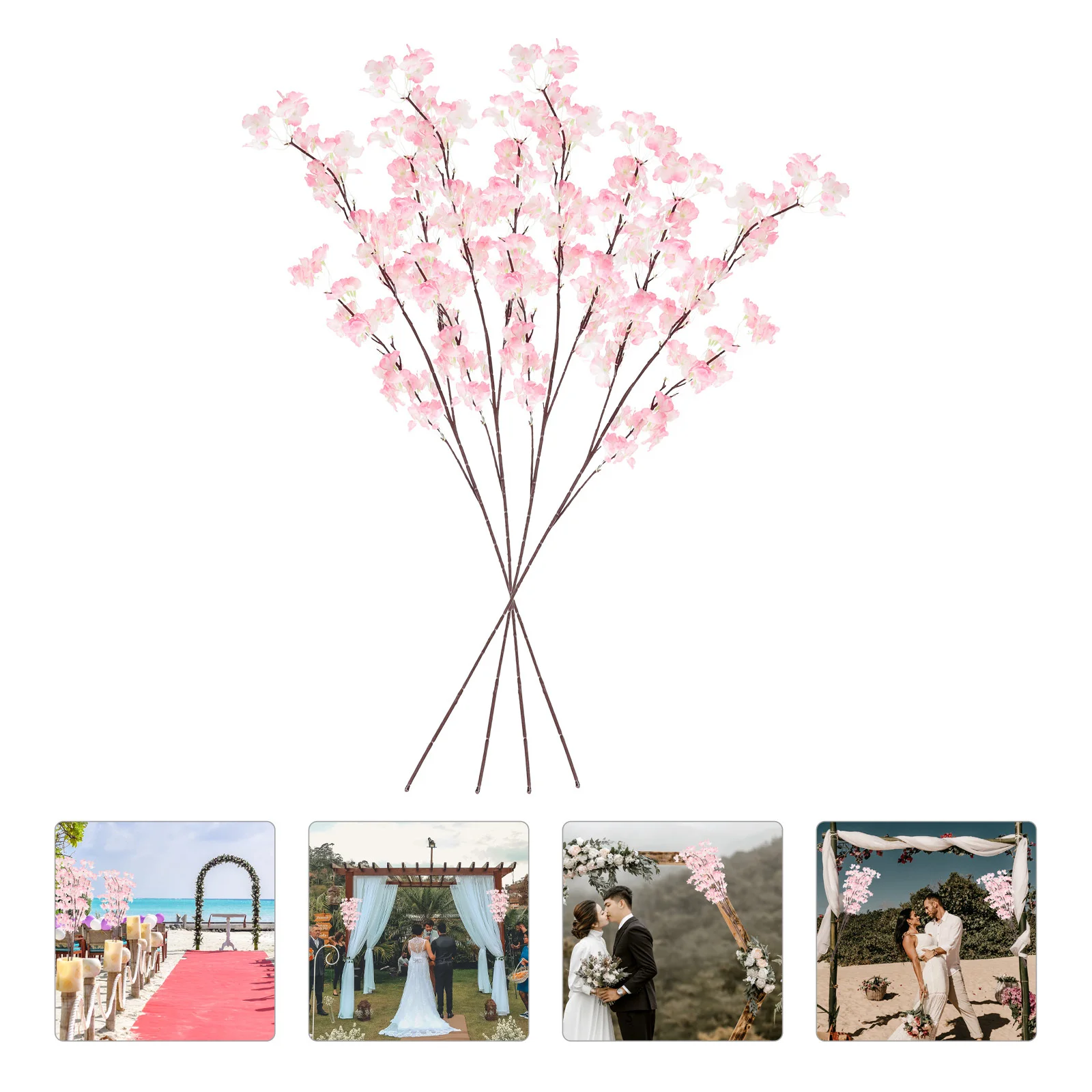 

4Pcs Artificial Cherry Blossom Branches Elegant Fake Flower Stems Wedding Party Home Decor Photography Props Fake Cherry Blossom