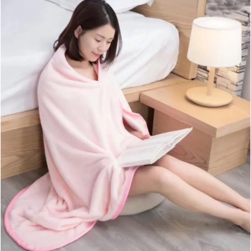 

Удобное одеяло с шалью из кораллового флиса, многофункциональное, подходит для офиса, кабинета, дивана, одеяло для обеденного перерыва