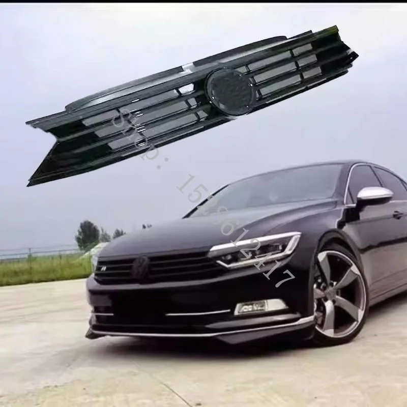 Für VW/Volkswagen Passat B8 2017 2018 2019 Autozubehör Glänzend Schwarzer Vorderer Oberer Stoßfänger Kühlergrill