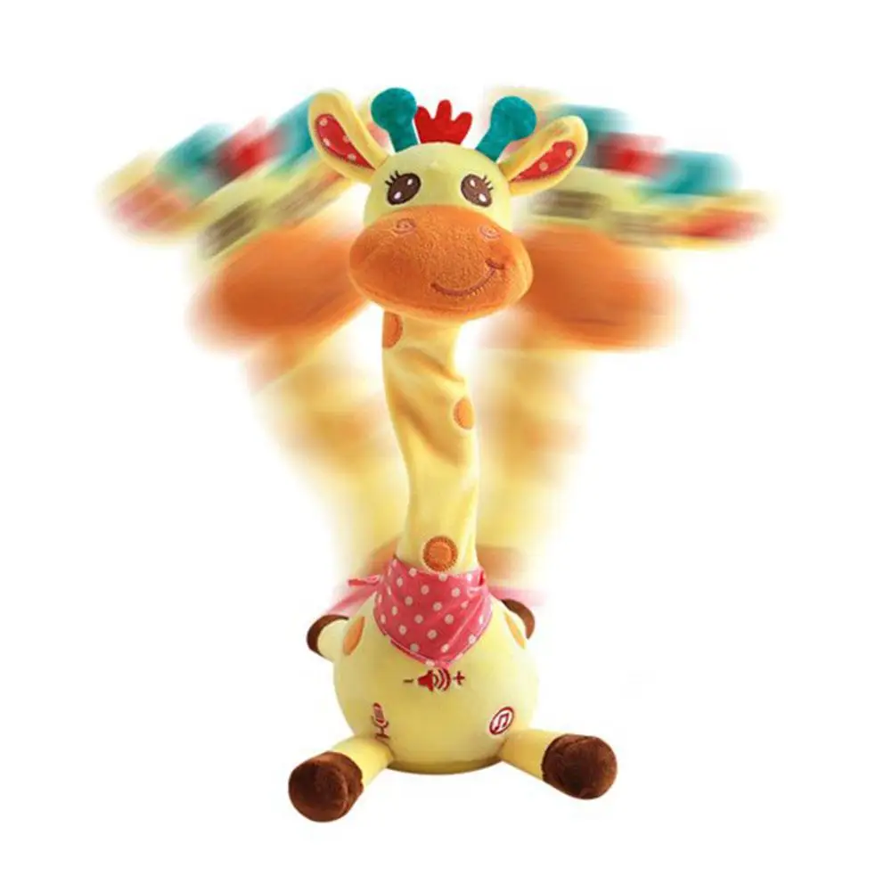 Electric Singing Dancing Giraffe Toy With Light & Voice Recording, Swing Motion Interactive Plush Animal For Kids Gift