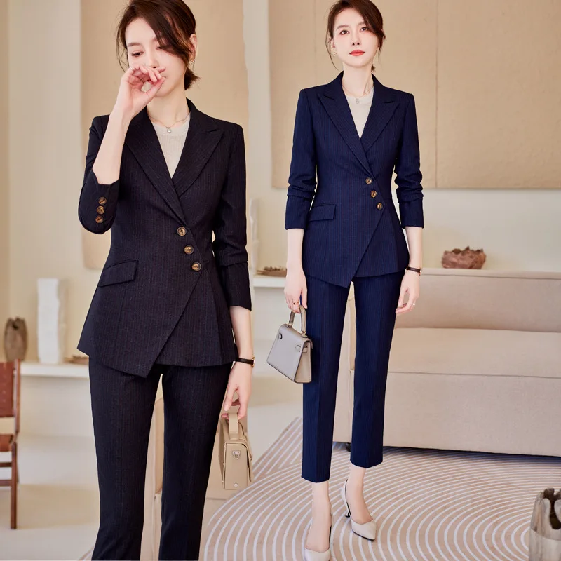 Striped Business Wear Suit Women's Autumn and Winter Elegant Goddess Style Workplace Formal Wear High-End Business Manager Overa