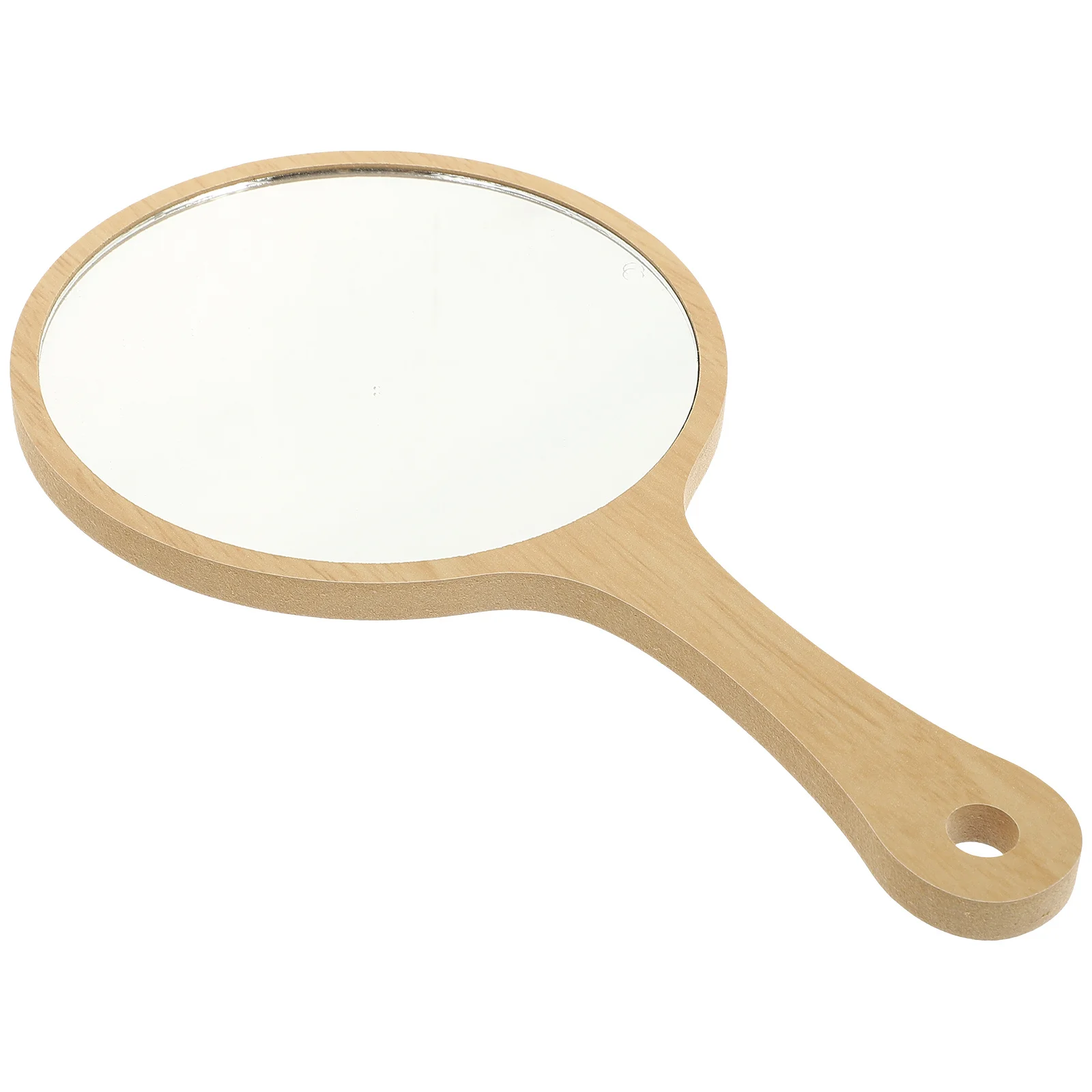 Handheld-Make-up-Holzgriff, tragbarer runder Spiegel für Reisen, täglicher Gebrauch, kompakter, leichter Kosmetik-Handspiegel