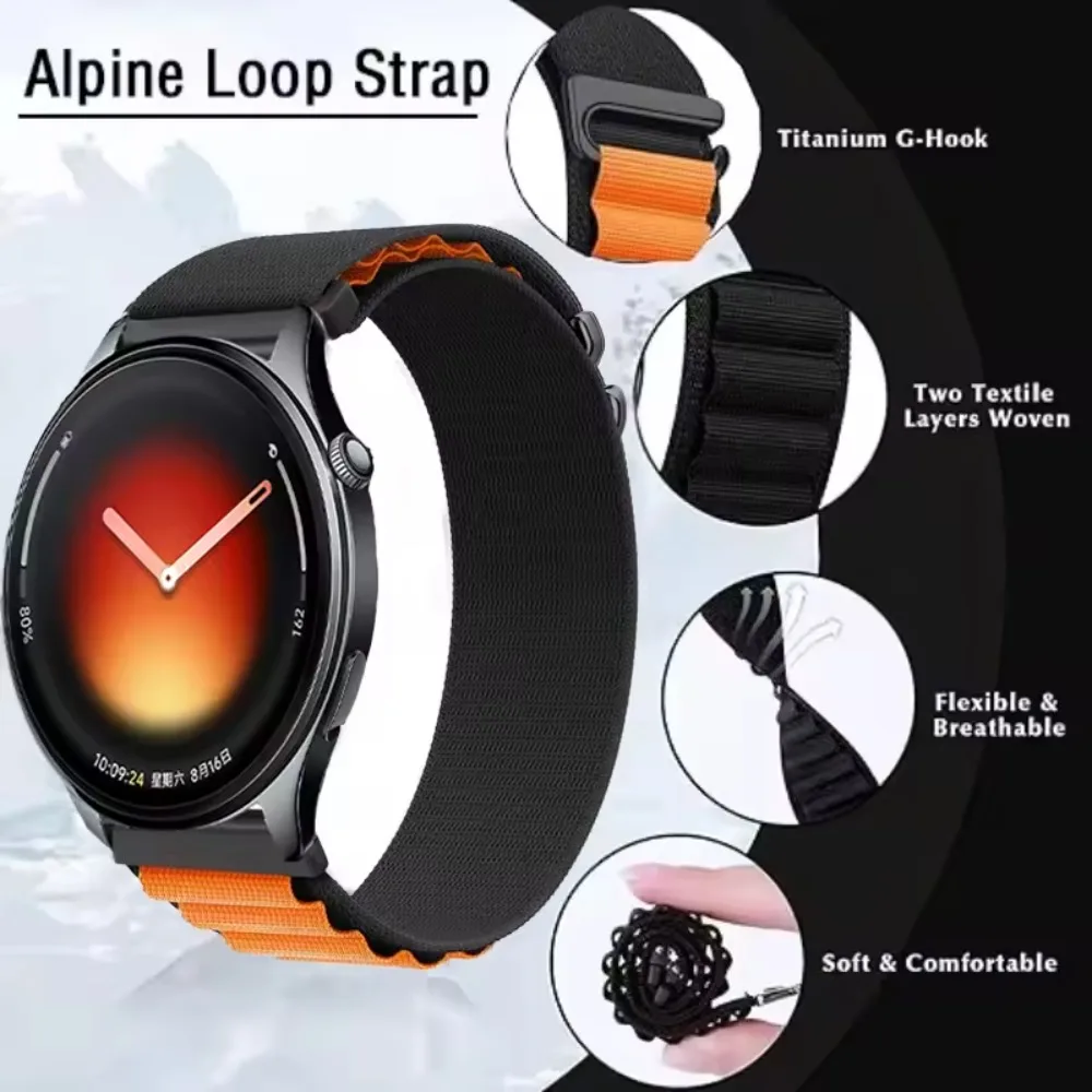 20/22mm Alpine Nylon Strap for Xiaomi Watch 5/S4-3-2-1Bracelet for Oneplus Watch Lite/3/2/2R/Realme Watch 5/S/Amazfit Active Max