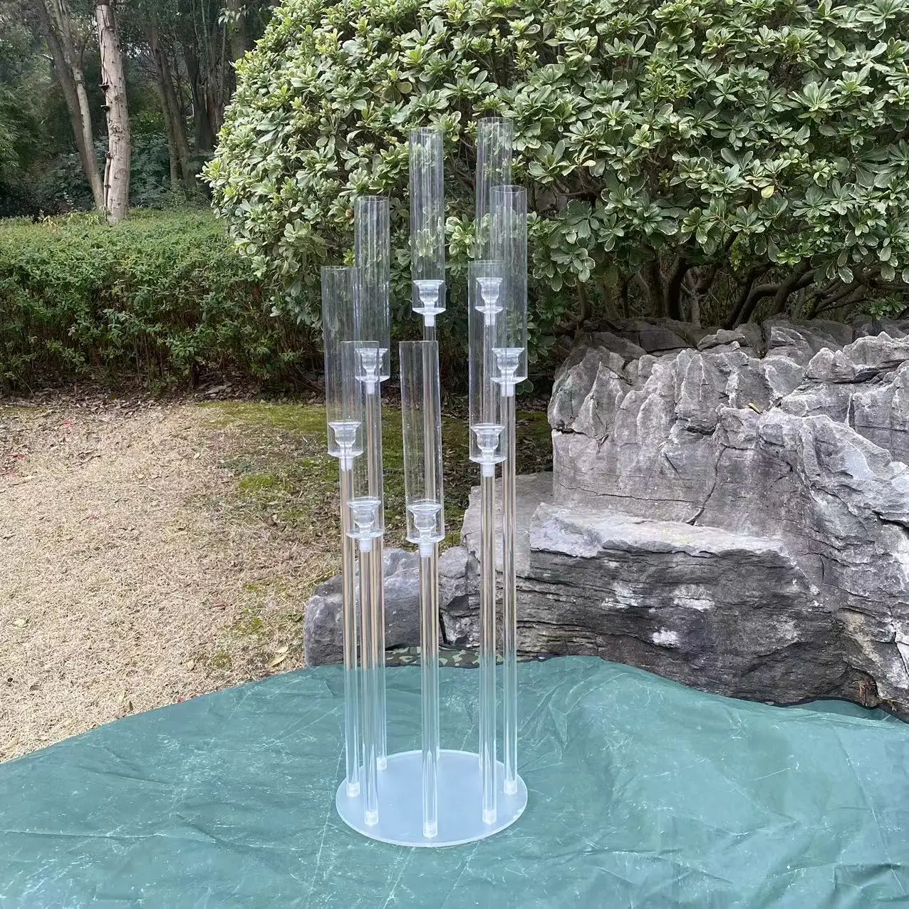 8 Arms Wedding Decoration Centerpiece Clear Candle Holder Acrylic Candlesticks for Birthday Event Party