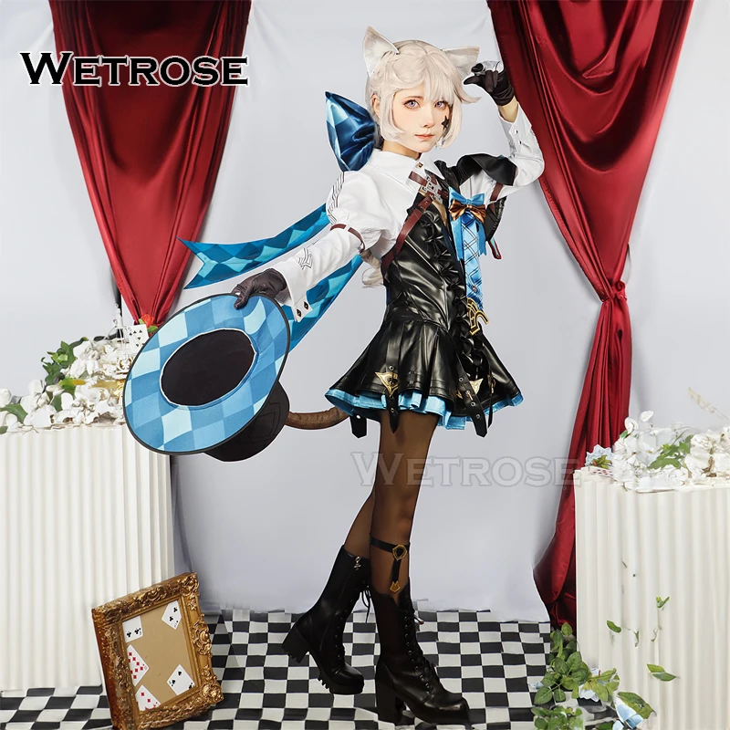 [Wetrose]Lynette Genshin Impact cosplay costumes Poker لينيت جينشين تأثير تأثيري حلي ، القط فتاة مجموعة كاملة شعر مستعار ، شعر مستعار هالوين ، في الأوراق المالية