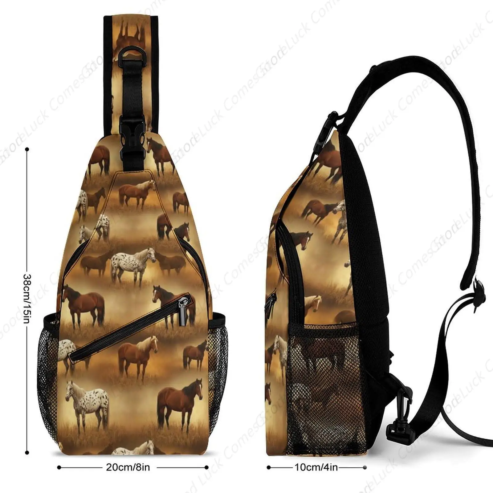 Men and Women Sling Bag Chest Daypack, Horses Shoulder Backpack Crossbody for Hiking Camping Running, Casual and Large Capacity