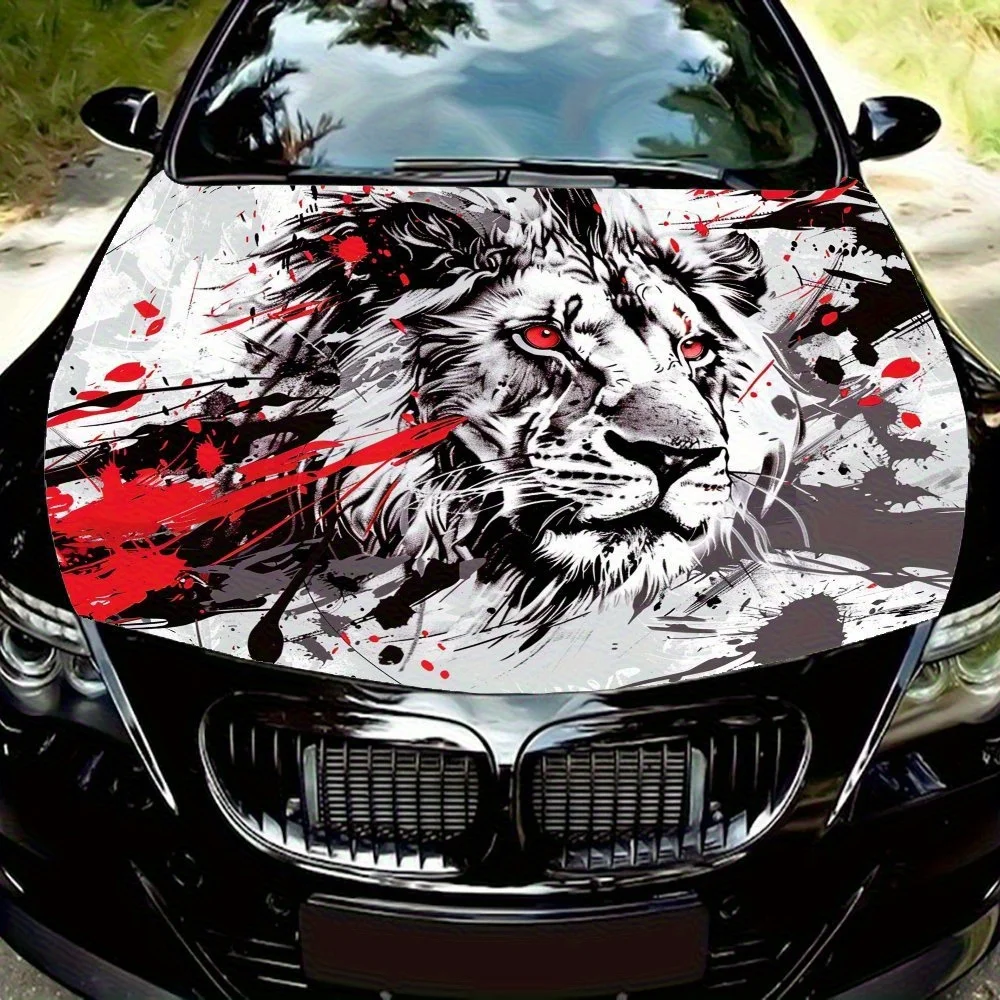 

Doodle Style Lion Pattern Car Hood Wrap, Car Hood Decal, Car Hood Sticker, Bonnet Wrap, Self-adhesive Waterproof，Anti-scratch Ca