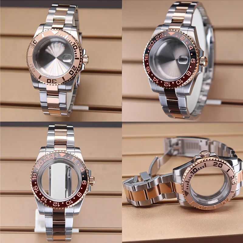

40mm Nh35 Nh34 Cases For Nh35 Nh36 Nh34 Nh38 Miyota 8215 ETA2824 Movement Watch Case Steel Bracelet Ceramic Bezel Sapphire Glass