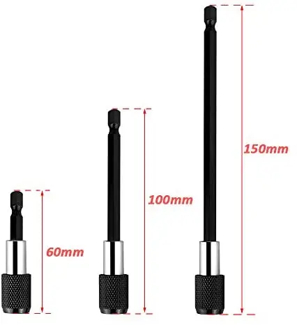 Set 3 1/4 Inch Nhanh Chuôi Lục Giác Phát Hành Từ Thuật Điện Nối Dài Hơi Giá Đỡ 60 100 Nối Dài 150Mm cần Dụng Cụ