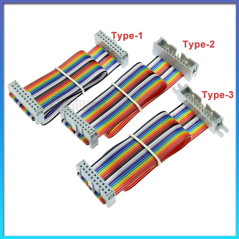 FC à DC3 2.54MM pas IDC couleur écran LED plat connexion JTAG ligne de téléchargement 10P/14P/16P/20/26/30/40/64 broches câble ruban GPIO
