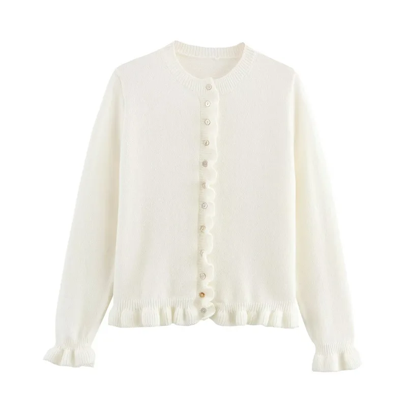 Lente neue modieuze dameskleding stijl zuete الرياح فريجي جابان كومفورت gestastelde الديكور gebreid سترة jas