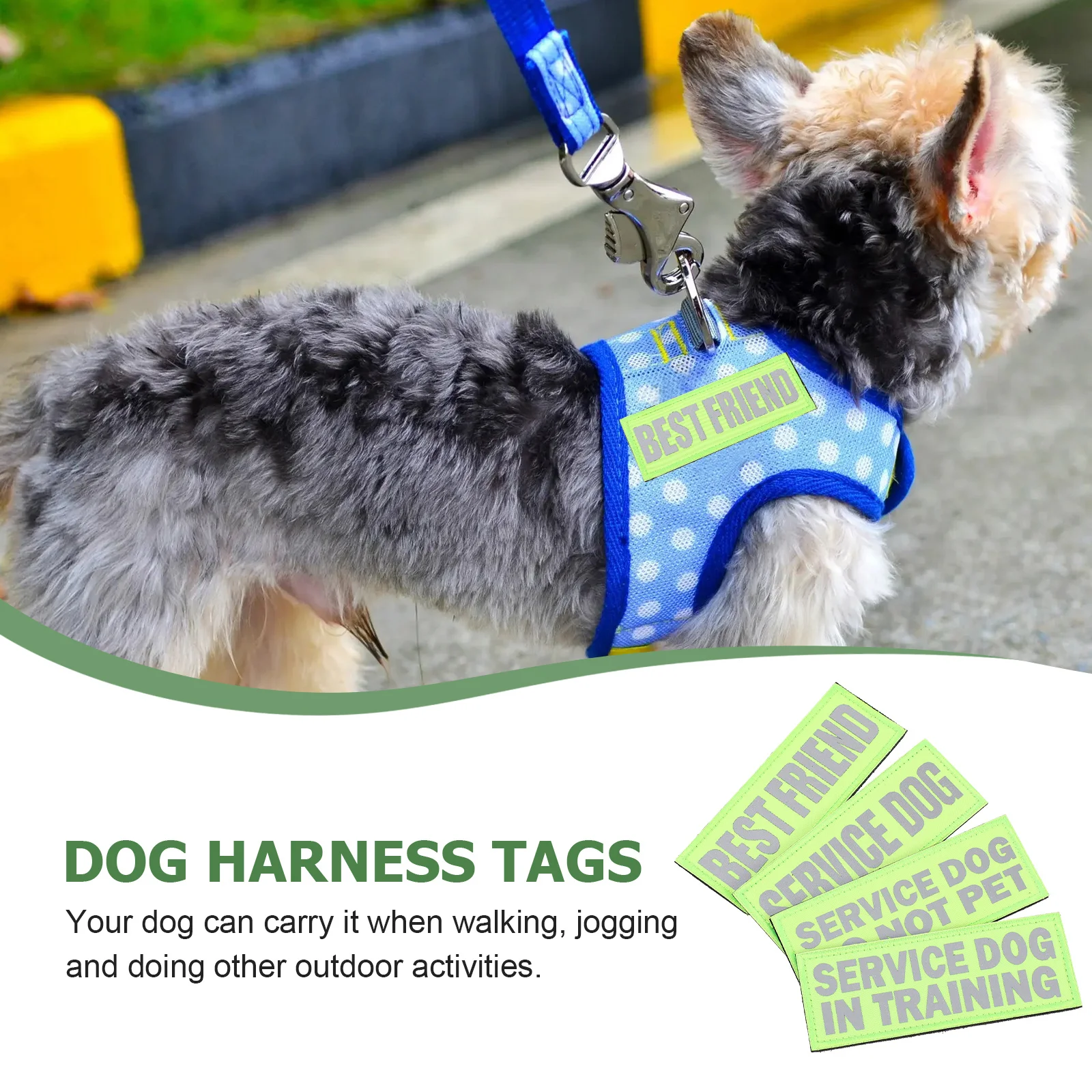

4Pcs Service Dog Reflective Harness Patches Durable Nylon Professional Dog Patch Pet Accessory Outdoor Activities