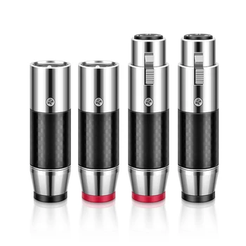 4pcs (2 pairs) Hi-end Rhodium/Gold Plated Carbon Fiber 3Pin XLR Plug Balanced Cable HIFI XLR Connector