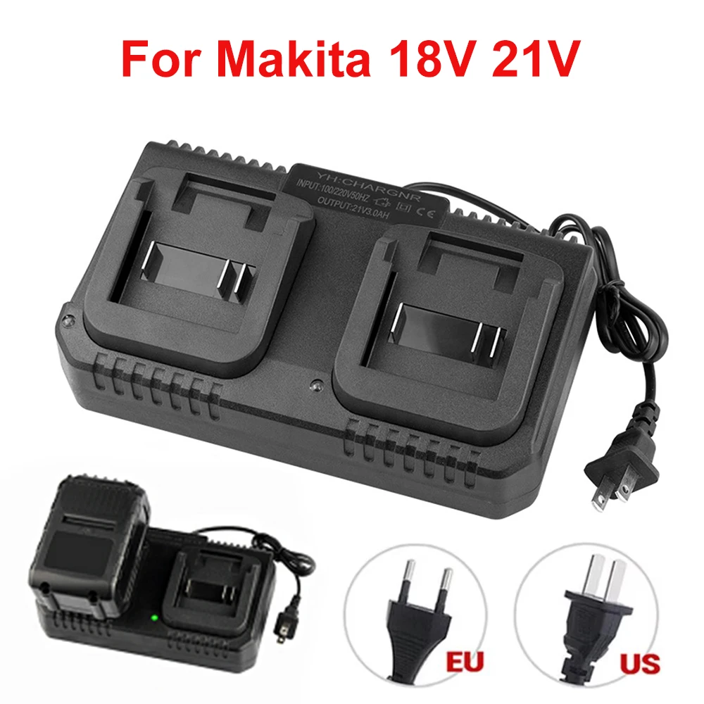 Dual Slot Li-Ion Akku Ladegerät 18V 21V Elektrowerkzeuge Tragbares Schnellladegerät US EU Stecker für Makita BL1415 BL1815 BL1830 BL1850