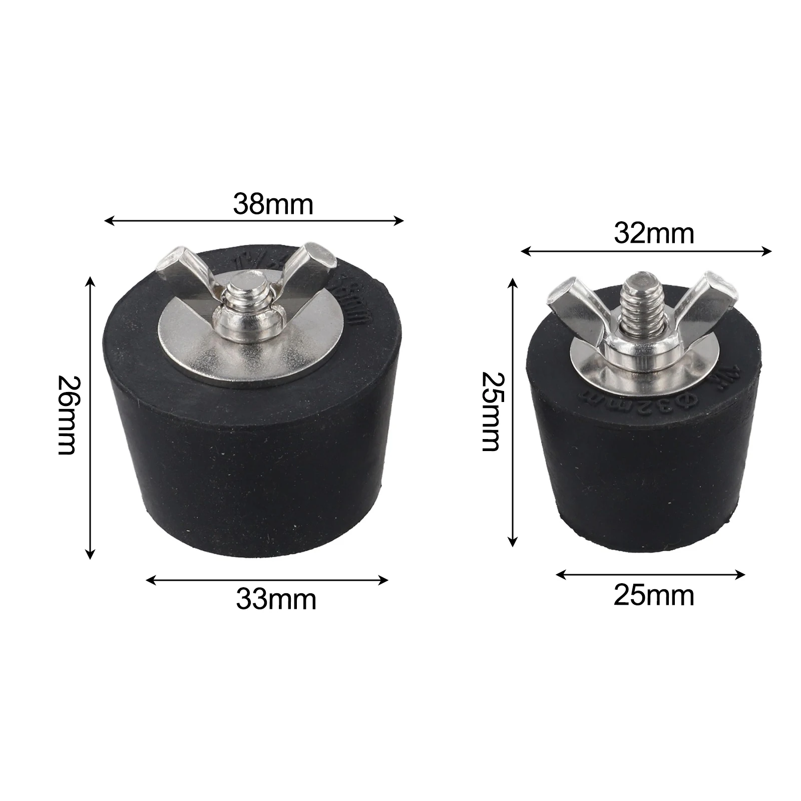 Stainless steel and rubber pool stopper set 2 pieces 32mm 38mm winter drain protection with easy installation design