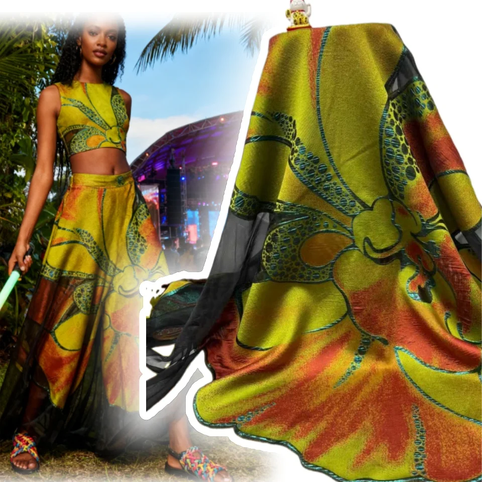 

Luxury High Quality African Nigerian Tulle Lace Fabric Organza Party Dress Brocade Jacquard French Lace Stitching 5 Yards 1887