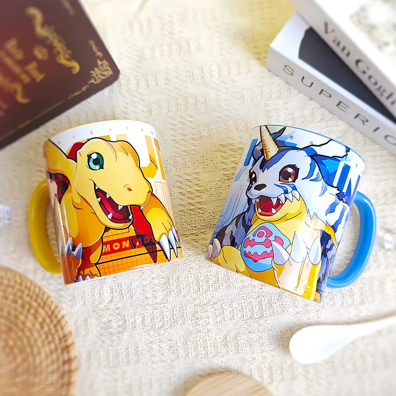 Digimon Adventure Figure Periphery Cup Cartoon Ceramic Water Cup Agumon Gabumon Cute Mug Digital Monster Coffe Cup Kids Gift