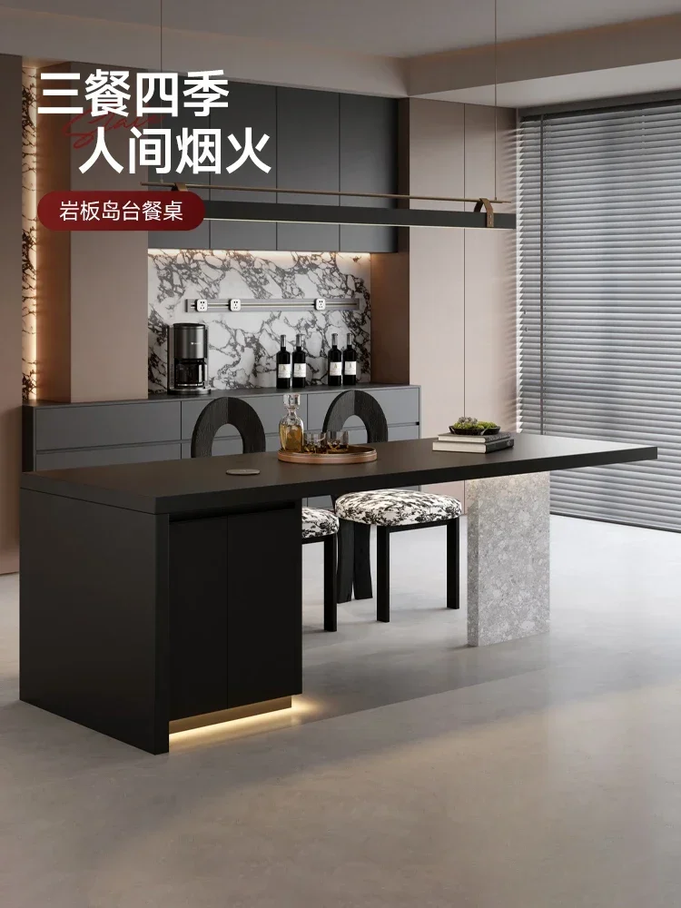 Water mill stone flush island table integrated black light luxury guide platform high-end