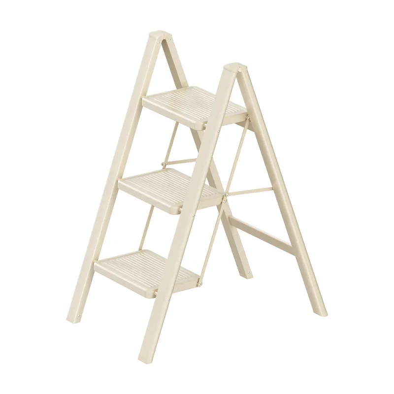 Cream Wind Home Folding Ladder Small Multi-functional Lightweight Ladder Chair Decorative Flower Frame Ladder Home Furniture