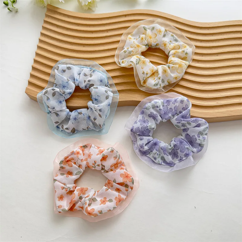 Girl Hair Accessories Women Ladies Hair Tie Striped Girl Fashion Floral Design Scrunchies Ponytail Hair Female Holder Rope