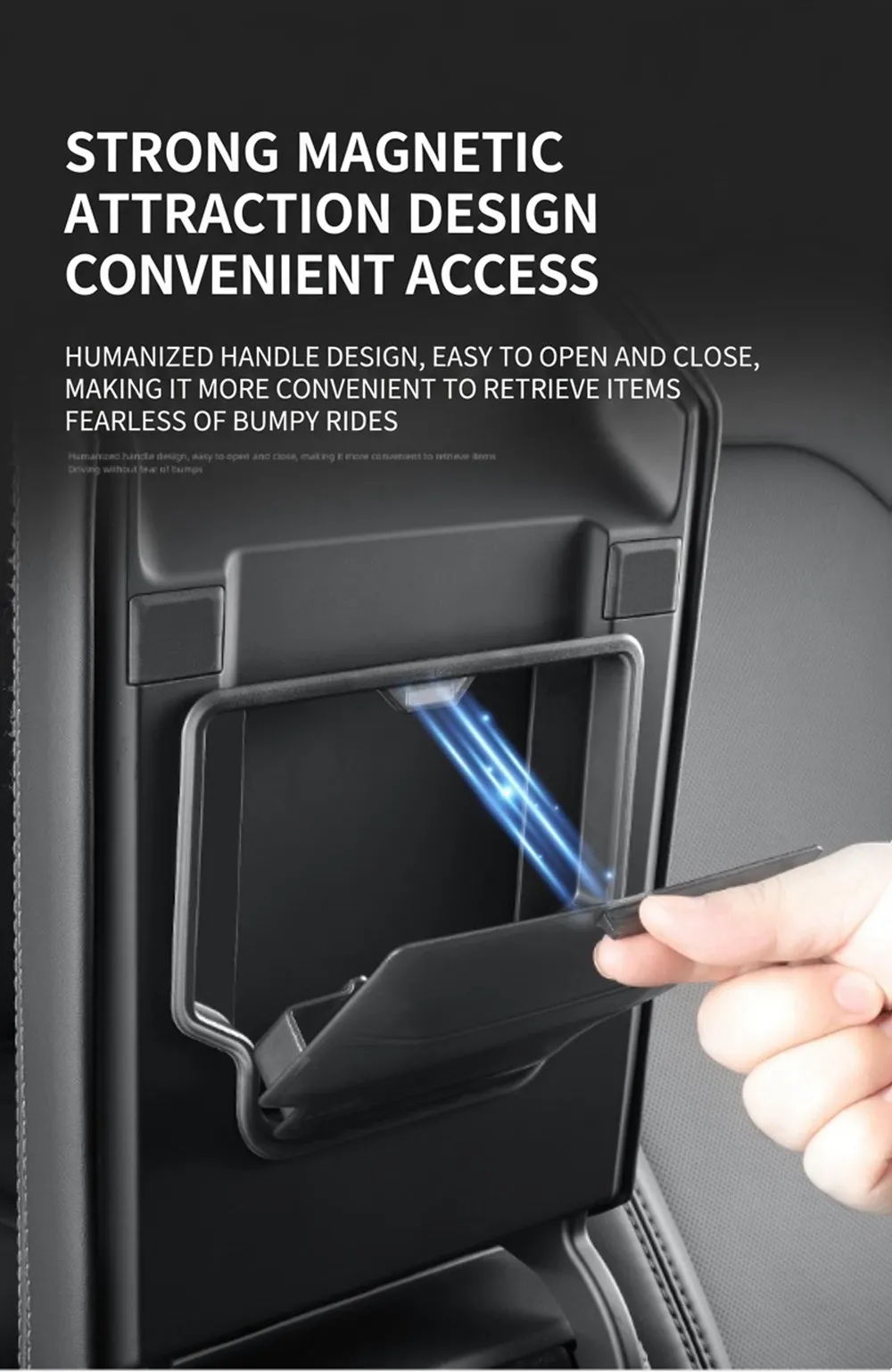 Magnetische Versteckte Aufbewahrungsbox für Tesla Model YL Y Juniper 2025 2026 Armlehnen-Deckel-Organizer Transparente Schwarze Hülle – Detail 2