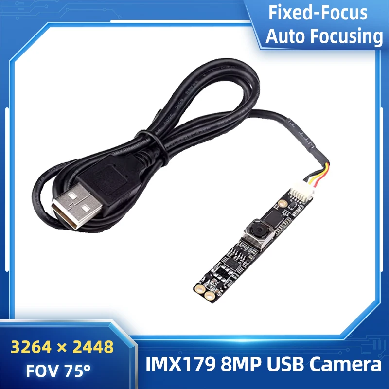 

IMX179 USB Camera Module 8MP Auto Focus Fixed-Focus Video Recording 3264 x 2448 75° FOV for Computer Windows Linux OS