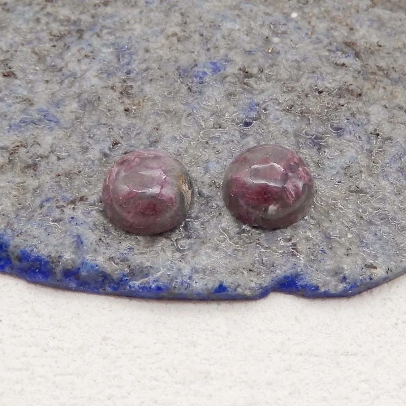 2pcs/lot Natural Stone Cabochons Pink Tourmaline Cameo Fit DIY Ring Earrings Making Jewelry Finding  10x4mm 1g