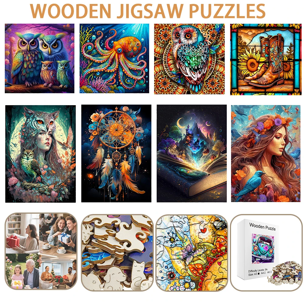 

Художественные деревянные пазлы для взрослых — фатези и животные, идеальный подарок для любителей головоломок