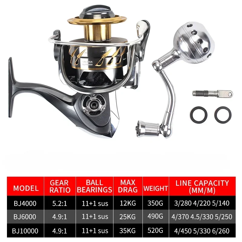 BJ4000-BJ10000 Spinning Jigging Reel Spinning reel 12BB Alloy reel 35kg drag power